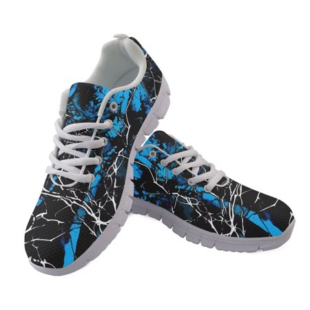 chaqlin Blue Camo Hunting Sneakers for Men Size 4 Breathable Mesh Lace-Up Walking Shoes Casual Running Tennis Shoes Lightweight Slip On Work Flats