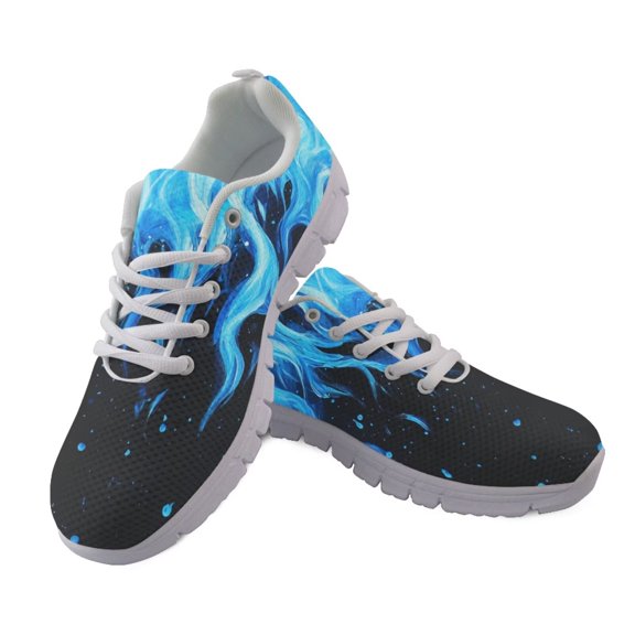 chaqlin Blue Fire Flame Shoes for Men Size 6.5 Breathable Mesh Walking Sneakers Comfortable Lace-up Tennis Running Shoes Business Casual Shoe