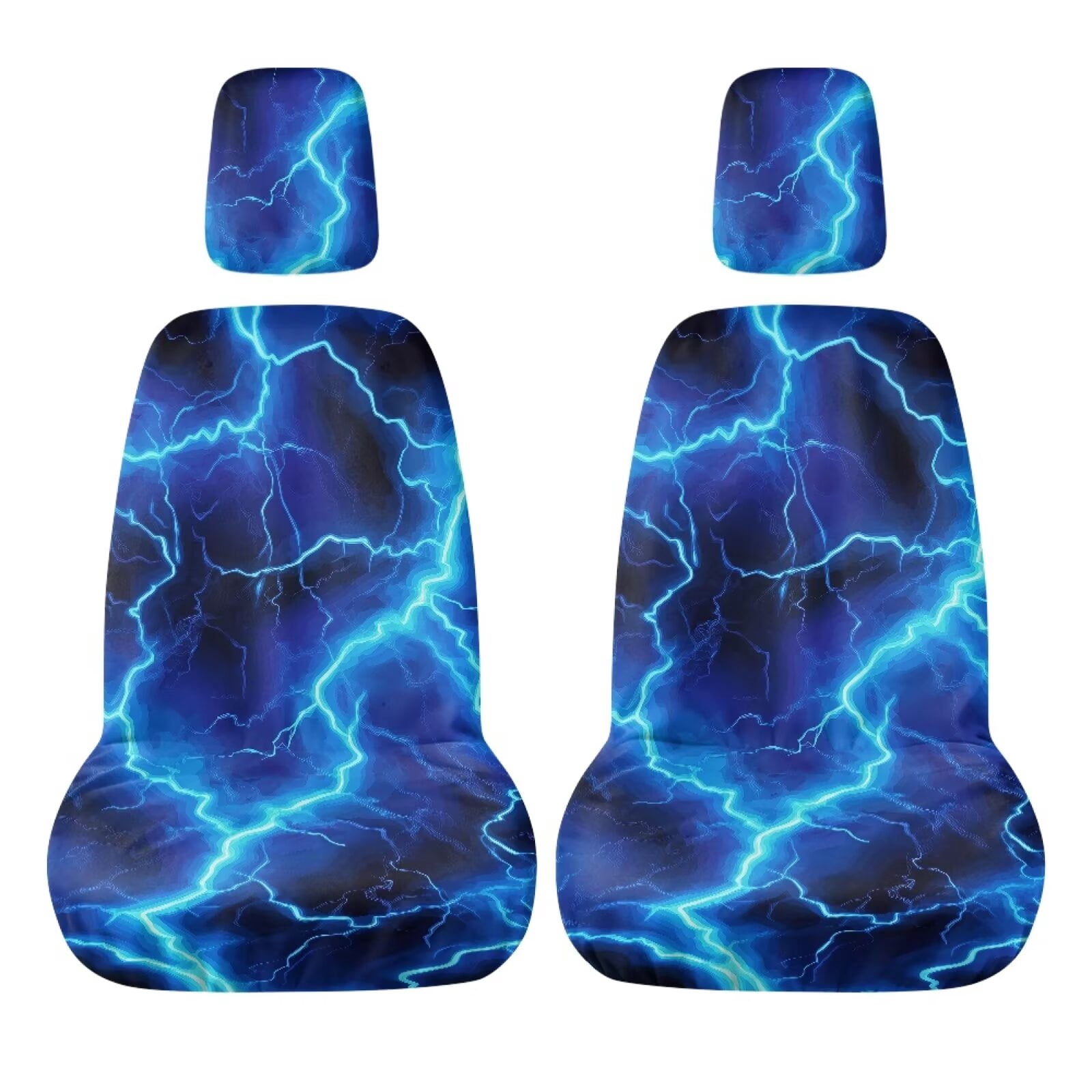 chaqlin Blue Lightning Pattern Women Men 4 Piece Seat Covers UTV Seat ...