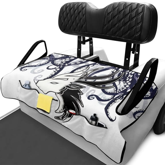 chaqlin Blue Octopus Tentacle Print Golf Cart Seat Easy to Clean, with Storage Pockets Golf Seat Covers Fit for Club Car