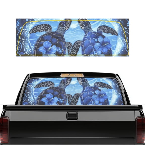 chaqlin Blue Sea Turtle Truck Rear Window Decal Graphic Perforated Sticker Car Window Decal Sticker Perforated Window Film Fit Most Pickup Trucks SUV