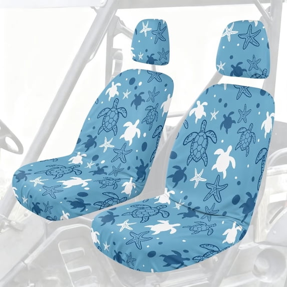 chaqlin Blue Sea Turtle UTV Rhino 660 Seat Covers Non-Slip Water-Resistant Seat Cover Compatible with Rhino 700 660 450 2004-2021 Fit All Season Weather Proof Outdoor UV Protection 4Pcs