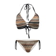 thumbnail image 1 of chaqlin Boho Tribal Ikat Halter Neck Bikini Set - Two Piece Triangle Swimsuit with Tie Side Bottoms for Beach Vacation & Pool Party, 1 of 9