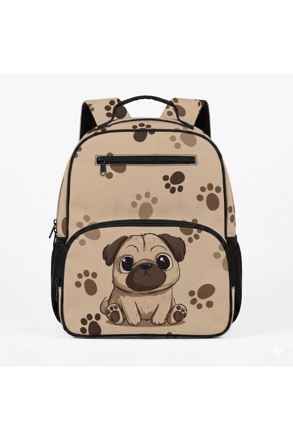 Boy's Girl's Toddler Cartoon Pug Backpack for Little Kids Age 2-5, 13.5" Preschool Kindergarten Daypack, Easy Clean Water-Resistant School Pack with Pockets