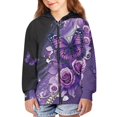 thumbnail image 1 of chaqlin Butterfly Hoodies for Girls 8-10 Trendy Y2K Zip up Hoodie Flowers Long Sleeve Hooded Sweatshirt Causal Jacket with Pockets, 1 of 7
