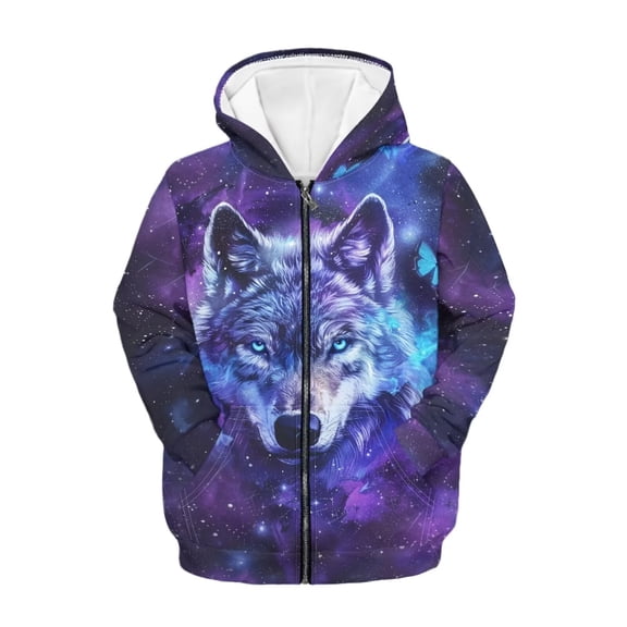 chaqlin Star Wolf Zip up Hoodies for Boys Girls Trendy Y2K Hooded Jacket Kids Long Sleeve Hoodie Sweatshirt Causal Sport Coat with Pockets