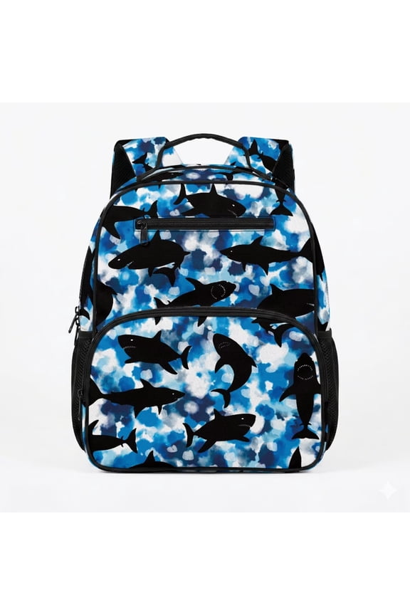 Camo Shark Kids Backpack for Girls Boys 3-6, Breathable Toddler Preschool Bookbag, 13.5" Comfortable School Pack with Handle+