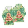 thumbnail image 1 of chaqlin Capybara Sweatshirts for Teen Girls Trendy Zip up Hoodies Watermelon Print Long Sleeve Jacket Casual Hooded Coat Kids Pullover Top with Pockets, 1 of 7