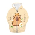 thumbnail image 1 of chaqlin Cartoon Capybara Hoodies for Girls 6-7 Trendy Full-Zip Sweatshirts Kids Long Sleeve Hooded Jacket Fall Winter Fashion Outerwear with Pockets, 1 of 7