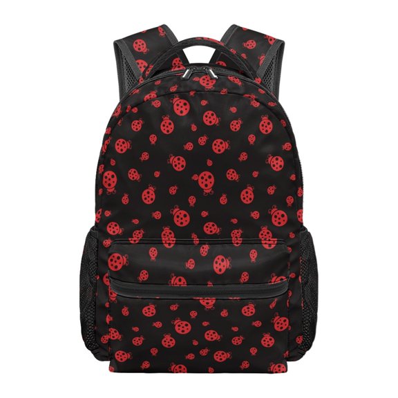 chaqlin Cartoon Ladybug Kids Backpack for Girls Large Capacity 17 Inch Bookbag Elementary Preschool Daypack with Side Pocket for Travel Camping Outdoor