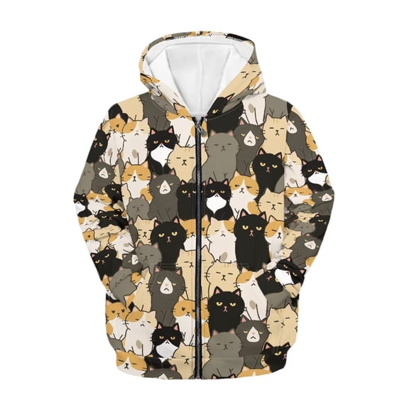 chaqlin Cats Hoodies for Girls 6-7 Cute Full-Zip Sweatshirts Kids Long Sleeve Hooded Jacket Lightweight Loose Hoodie Coat Casual Outerwear with Pockets