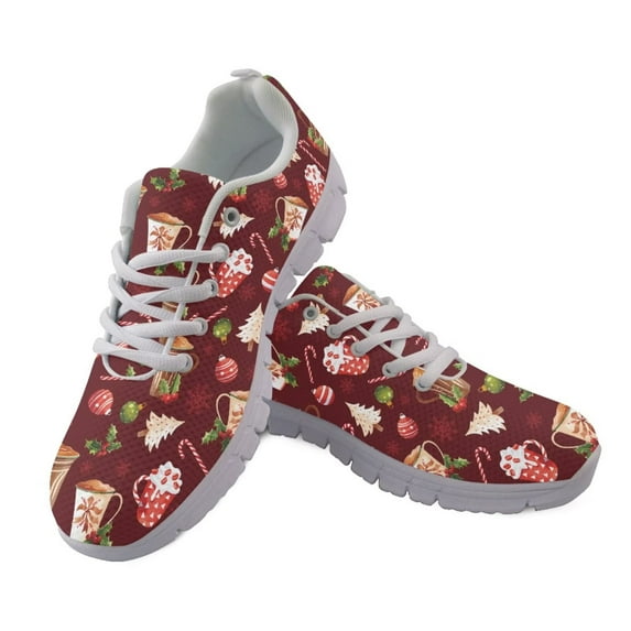 chaqlin Christmas Shoes for Women Men Size 13.5 Breathable Mesh Walking Sneakers Casual Lace Up Running Tennis Shoes Holiday Party Footwear with Non-slip Sole