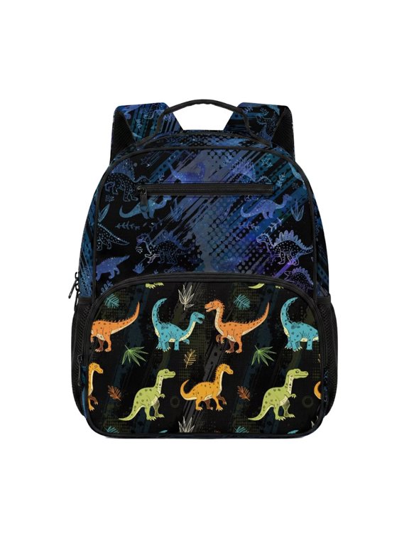 Color Cartoon Dinosaur Print Kids Backpack for Boys 13.5 Inches Preschool Kindergarten Bag 3 Year Old Boys Portable School Bookbags Waterproof Ruckpack Daypack