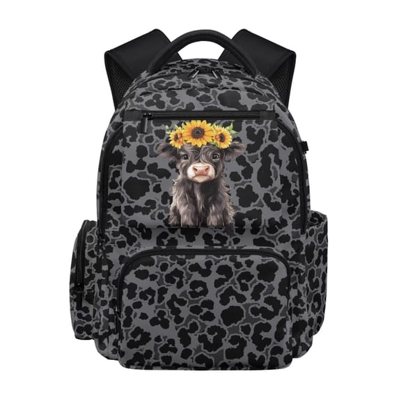 chaqlin Cow Backpack for School Girls Travel Daypack Leopard-Print ...