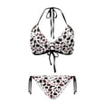 thumbnail image 1 of chaqlin Cow Print Halter Triangle Bikini Set - Sexy Two Piece Swimsuit with Tie Side Bottoms for Beach & Pool Vacation, 1 of 9