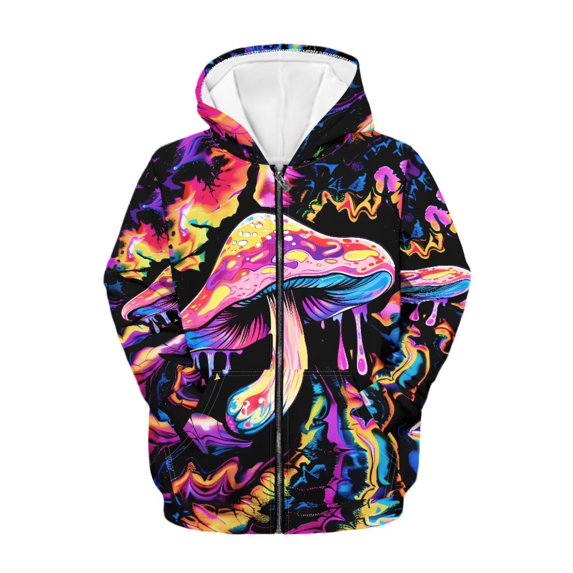 chaqlin Mushroom Hoodies for Girls 6-7 Trendy Y2K Zip Up Hoodie Kids Long Sleeve Hooded Sweatshirts Lightweight Loose Fit Sport Jacket with Pocket