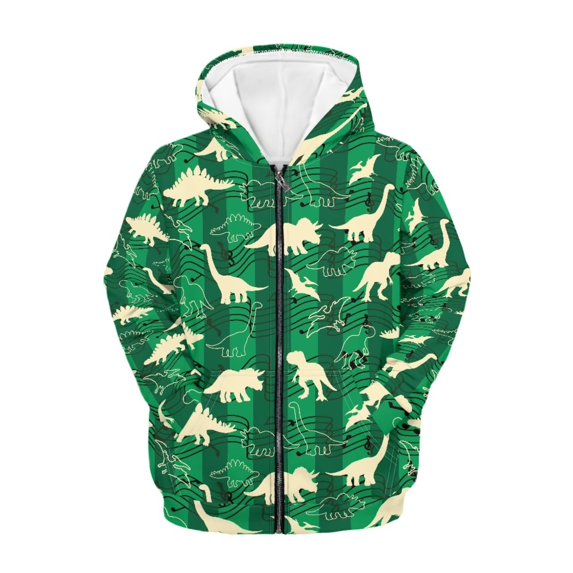 chaqlin Dinosaur Zip up Hoodies for Girls Boys Size 6-7 Casual Zipper Hooded Sweatshirt Music Notes Long Sleeve Hoodie Jacket Winter Sweaters with Pocket