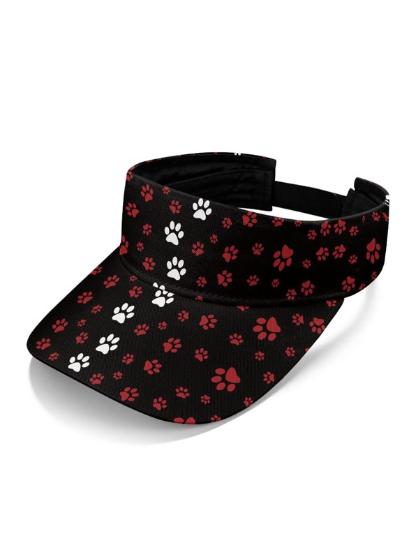 Dog Paw Print Sun Visor Hats Women Men Open Top Visor Hats Sports Tennis Golf Cap Travel Outdoor Activity Walking