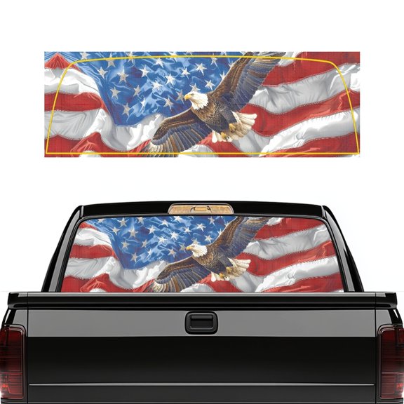 chaqlin Eagle Flight Flag Side & Rear Window Decals for Trucks SUV Perforated, UV-Resistant Waterproof Back Sticker, Windshield Graphic Film for Cars