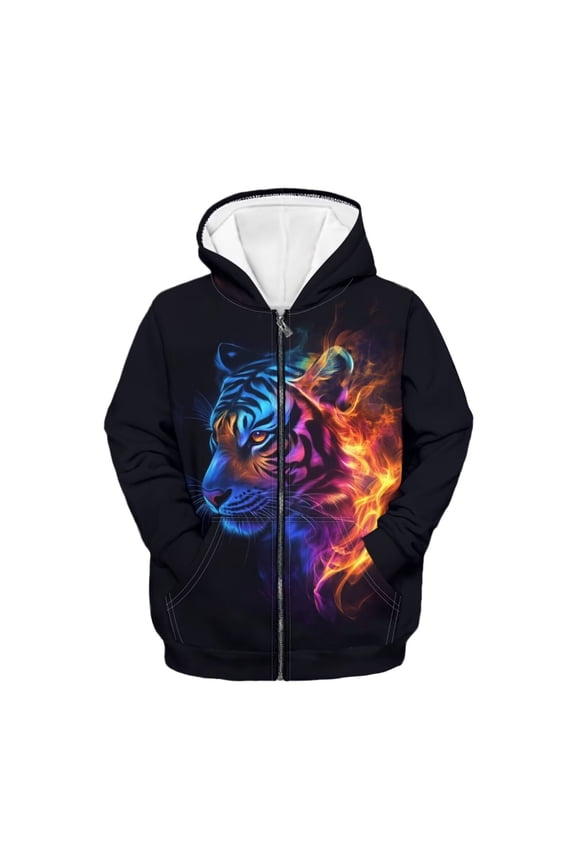 English Flag Zip up Hoodies for Boys 6-7 Lion Print Long Sleeve Hoodie Sweatshirts Kids Zipper Hooded Jacket Lightweight Loose Sports Coat with Pockets