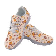 chaqlin Fall Maple Pumpkin Sneakers Women Size 8.5 Lace-Up Walking Shoes Comfortable Slip On Running Shoes Outdoor Mesh Training Flats Autumn Footwear