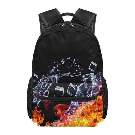 chaqlin Flame Ice School Backpack for Girls Lightweight Schoolbag Elementary Daypack Large Capacity Kids Bookbag with Adjustable Shoulder Straps