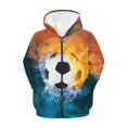 thumbnail image 1 of chaqlin Football Hoodies for Boys 11-13 Trendy Zip Up Hoodie Ice Fire Flame Print Long Sleeve Sweatshirts Kids Hooded Jackets Winter Sweaters with Pocket, 1 of 7