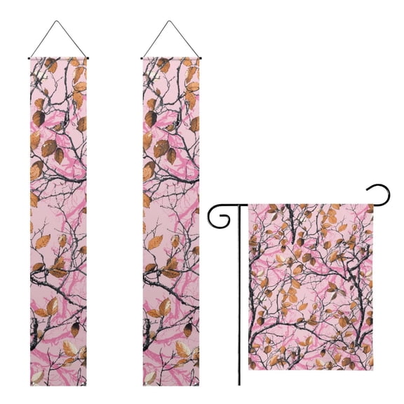 chaqlin Forest Print 3 Pcs Porch Banners and Garden Flag 12x71 Inch Front Door Porch Sign Banner for Home Outdoor Indoor Holiday Party Decorations