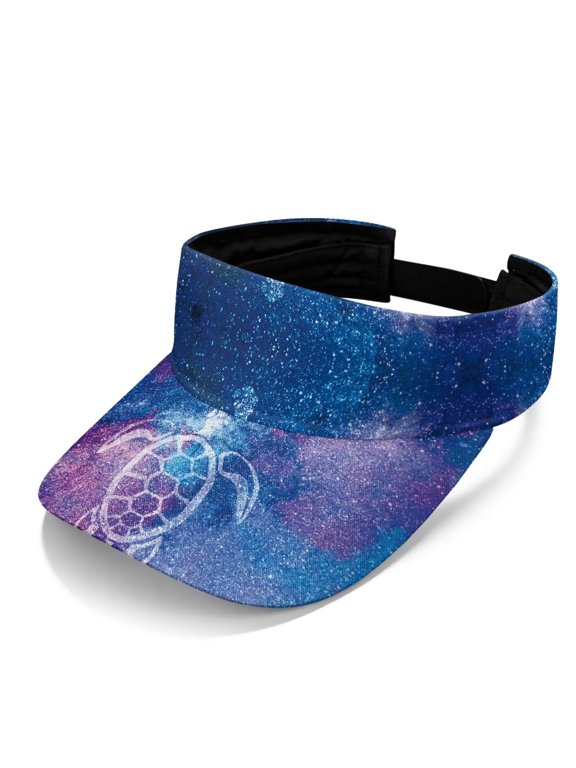 Galaxy Sea Turtle Print Women Sports Sun Visors Hat Men Adjustable Visors Outdoor Golf Beach Travel Sunhat Headwear Camping Cap