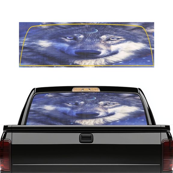 chaqlin Galaxy Wolf Side & Rear Window Decals for Trucks SUV Perforated, UV-Resistant Waterproof Back Sticker, Windshield Graphic Film for Cars