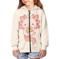 thumbnail image 1 of chaqlin Girl Hoodies Size 6-7 Cute Axolotl Full Zip Hoodie Casual Long Sleeve Sweatshirt Jacket Kids School Outerwear Fall Teens Clothes, 1 of 6