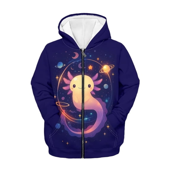 chaqlin Girls Axolotl Hoodies Size 11-13 Zip Up Hooded Sweatshirt Lightweight Loose Hoodie Jacket Causal Long Sleeve Hoody with Pocket Fall Winter Clothes