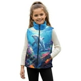 chaqlin Girls Fleece Vest Size 8-10 Dolphin Zip Up Vests Coat Winter ...