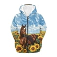 thumbnail image 1 of chaqlin Girls Horse Hoodies Size 14-16 Zip Up Hooded Coat Sunflower Long Sleeve Hoodie Sweatshirts Kids School Jacket Casual Outerwear with Pocket, 1 of 7