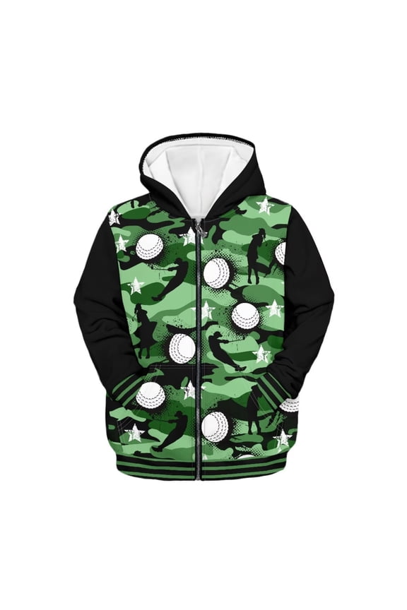 Golf Ball Zip up Hoodies for Boys 8-10 Long Sleeve Hooded Sweatshirt Soft Full-Zip Hoodie Jacket Casual Outerwear Kids Pullover Top with Pocket