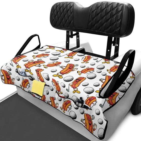 chaqlin Golf Cart Accessory Protect Your Golf Cart Seat with Pockets, Compatible with Golf Cart Seats Sports Golf Cart Seat Covers with Pockets(Hot Dog Golf)
