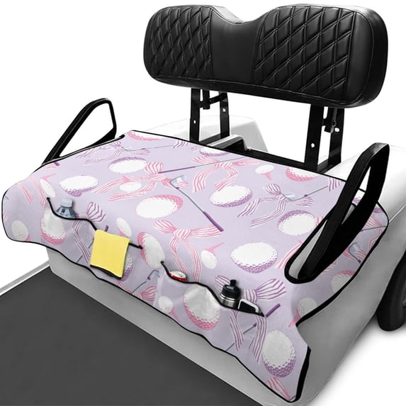 chaqlin Golf Cart Seat Covers with Pockets Warp Knitted Terry Cloth, Compatible with Club Car Golf Cart Sports, for EZGO 2-Seats Club Cars Carts, Golf Ball Pattern