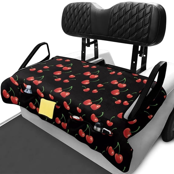 chaqlin Golf Cart Seat Covers Portable, Compatible with Golf Carts Sports, Golf Ball Golf Cart Seat Covers Fit for 2 Passenger Yamaha, Cherry Print Pattern