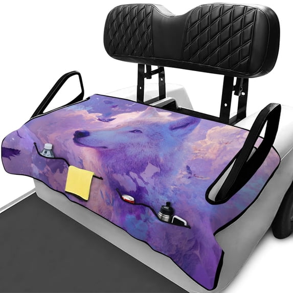 chaqlin Golf Cart Seat Covers Universal Towel Fabric, Compatible with Sports Club Car Seat, for Club Car DS Precedent 2 Passenger, Wolf Sky Print