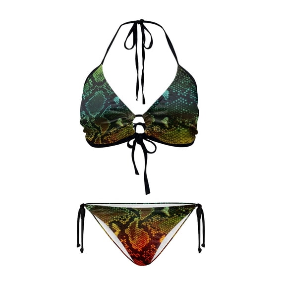 chaqlin Gradient Snake Skin Print Halter Neck Bikini Set - Two Piece ...