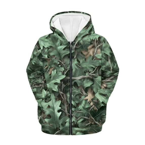 chaqlin Green Camo Hunting Zip up Hoodies for Boys Girls 14-16 Soft Full Zipper Hoodie Sweatshirts Long Sleeve Hooded Jacket Kids Pullover Tops with Pockets