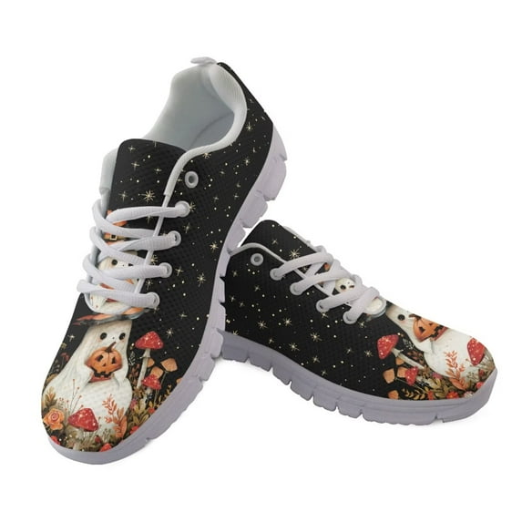 chaqlin Halloween Ghosts Sneakers for Women Men Size 12 Comfortable Mesh Walking Shoes Breathable Lace Up Running Shoes Outdoor Training Flats