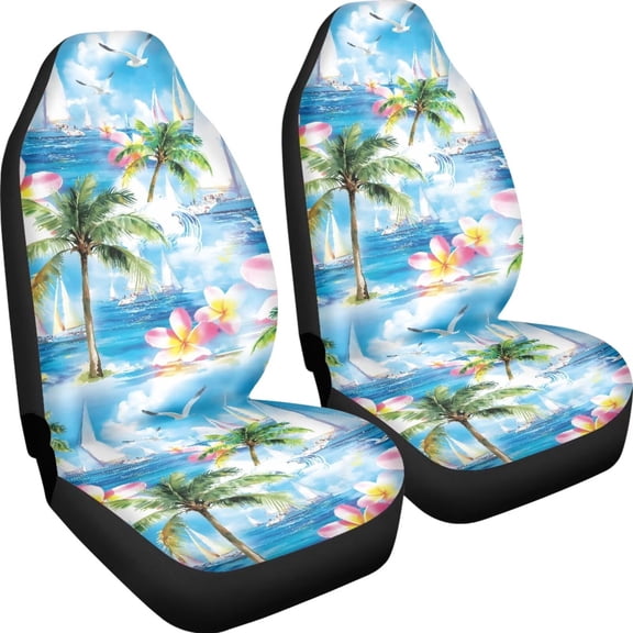 chaqlin Hawaiian Palm Tree Car Seat Covers for Women Men Breathable Auto Front Seats Protector for SUV Sedan,Truck