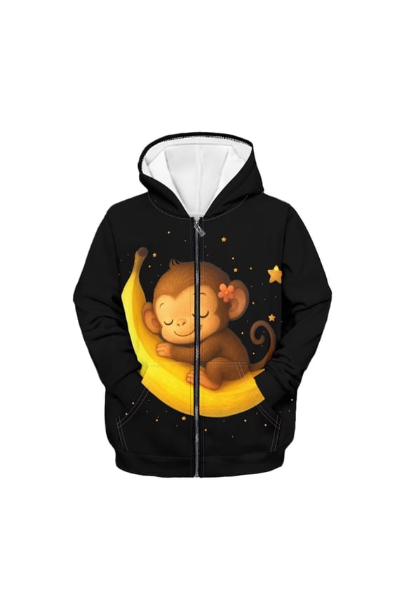 Kids Monkey Hoodies Girls 11-13 Zip up Hoodie Sweatshirts Cute Zipper Sport Coat Casual Long Sleeve Jacket with Pockets Fall Winter Clothes
