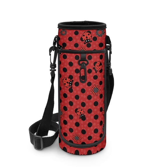 chaqlin Ladybug Polka Dot Neoprene Water Bottle Carrier Bag with Pocket ...