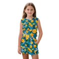 thumbnail image 1 of chaqlin Lemon Leaf Flowers Print T-Shirt and Shorts Outfit Set for Girls 5-14 - 2 Piece Summer Short Set Outfit - Girls Sleeveless Tank Top Running Walking Activewear, 1 of 7