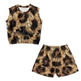 thumbnail image 1 of chaqlin Leopard Skin Girls Summer 2 Piece Outfits Round Neck Sleeveless Tank Top with Flare Pants Sets Sport Workout Short Set Toddler to Big Kid (5T-14Y), 1 of 7