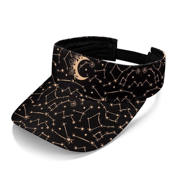 chaqlin Moon Star Print Women Sports Visors Sun Visor Outdoor Golf Running Travel Hiking Tennis Womens Mens Adjustable Hat