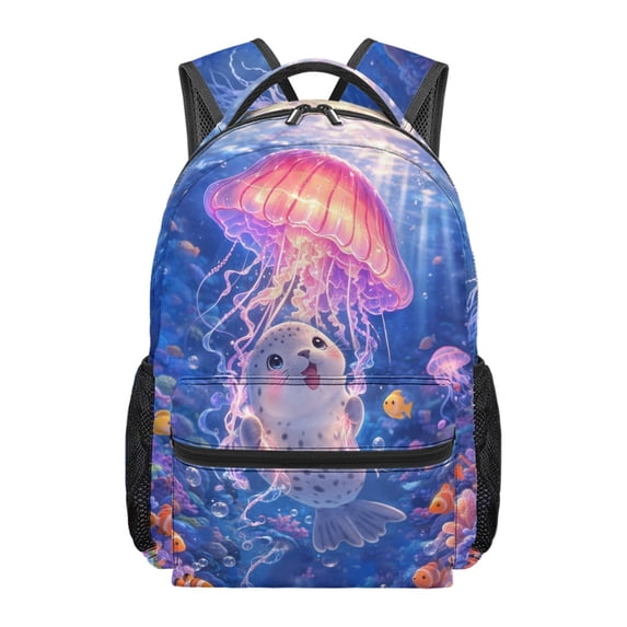 chaqlin Purple Blue Jellyfish Kids School Backpack for Boys Large ...