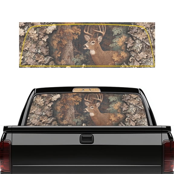 chaqlin Rear Window Decals for Trucks SUV One Way Privacy Perforated See-Through Back Window Film Sun Shade Graphic Sticker for Pickup , Camo Deer